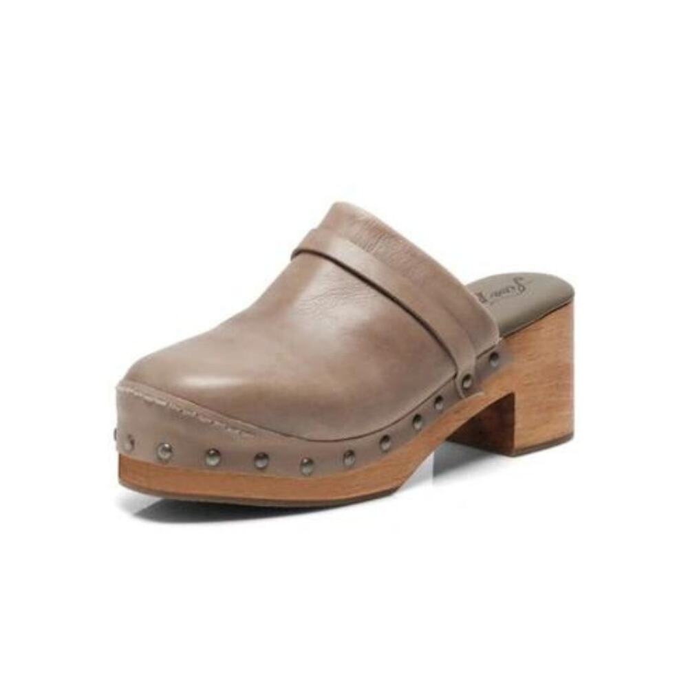 Free People Taupe Leather Clogs